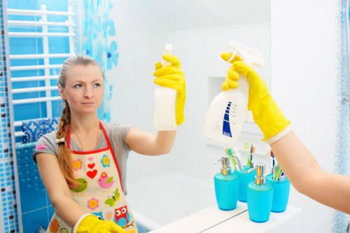 Professional carpet cleaning team preparing equipment for a booked service