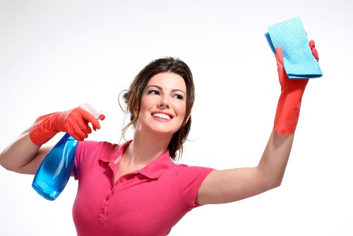 Technician treating office carpet stains in Belvedere